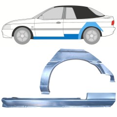 Kynnyspelti + takalokasuojan korjaussarja varten Ford Escort 1995-2000 / Vasen / CABRIO / Sarja 12590