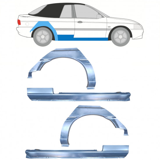 Kynnyspelti + takalokasuojan korjaussarja varten Ford Escort 1990-2000  CABRIO / Sarja 12591