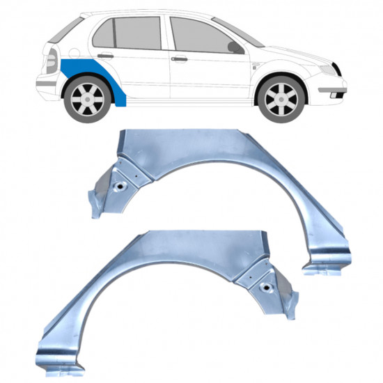 Takalokasuoja korjaussarja varten Skoda Fabia 1999-2007 / Vasen+Oikea / Sarja 10444