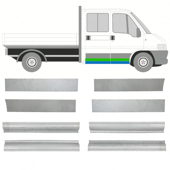 Kynnyksen ja oven korjauspaneeli varten Fiat Ducato Boxer Relay Jumper 1994-2006 / Vasen+Oikea / Tuplakabiini / Sarja 10492