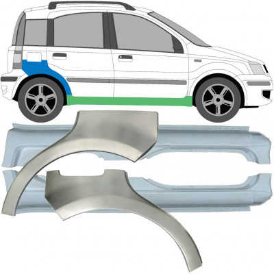 Kynnyspelti + takalokasuojan korjaussarja varten Fiat Panda 2003-2012 / Vasen+Oikea / Sarja 6496