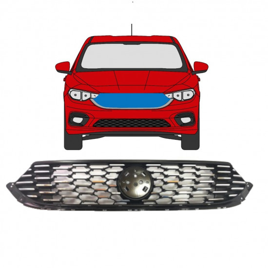 Kromattu säleikkö varten Fiat Tipo 2016- 7530