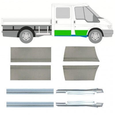 Kynnyksen ja oven korjauspaneeli varten Ford Transit 2000-2013 / Vasen+Oikea / Tuplakabiini / Sarja 9699