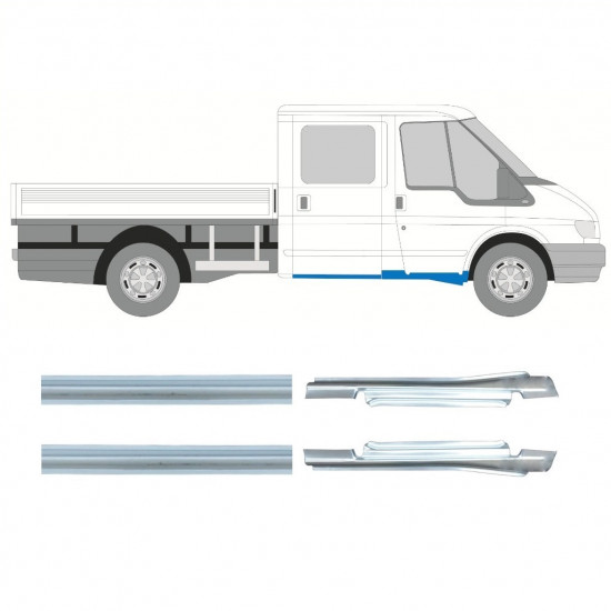 Kynnyspelti korjauspaneeli varten Ford Transit 2000-2013 / Vasen+Oikea / Tuplakabiini / Sarja 9698