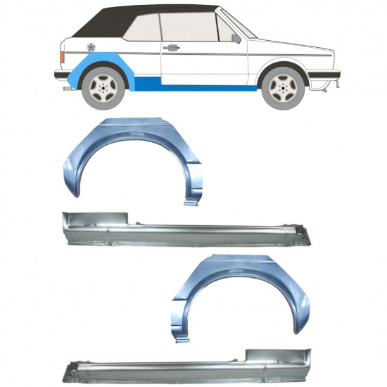 Kynnyspelti + takalokasuojan korjaussarja varten VW Golf 1 1979-1993 CABRIO / Sarja 12579