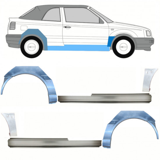 Kynnyksen, etulokasuojan ja takalokasuojan korjausosa varten VW Golf 3 1993-1998  CABRIO / Sarja 12569