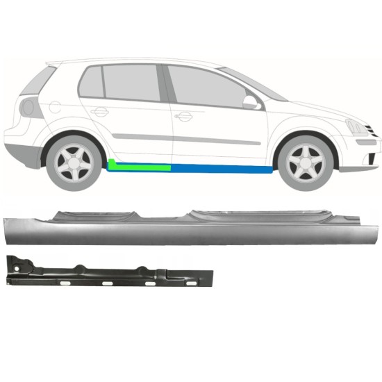 Sisäinen ja ulkoinen kynnyksen korjauspaneeli varten Volkswagen Golf 5 2003-2009 / Oikea / Sarja 11138