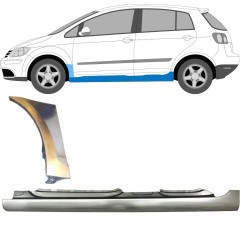 Täysi kynnys ja etulokasuojan korjauspaneeli varten Volkswagen Golf Plus 2005-2013 / Vasen / Sarja 10381