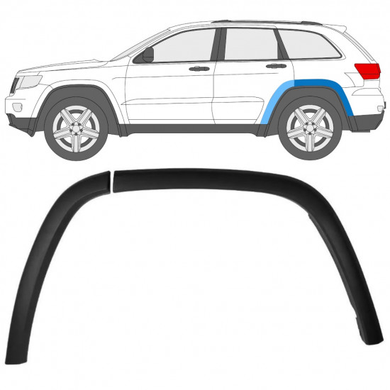 Takalokasuojan sivulista varten Jeep Grand Cherokee 2010-2021 / Vasen / Sarja 12951