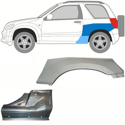 Kynnyspelti + takalokasuojan korjaussarja varten Suzuki Grand Vitara 2005-2012 / Vasen / Sarja 10841