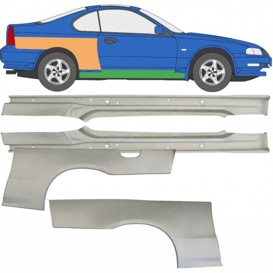 Kynnys ja takalokasuojan korjauspaneeli varten Honda Prelude 1992-1996 / Vasen+Oikea / Sarja 9534