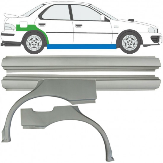 Kynnyspelti + takalokasuojan korjaussarja varten Subaru Impreza 1992-2000 / Vasen+Oikea / Sarja 10667