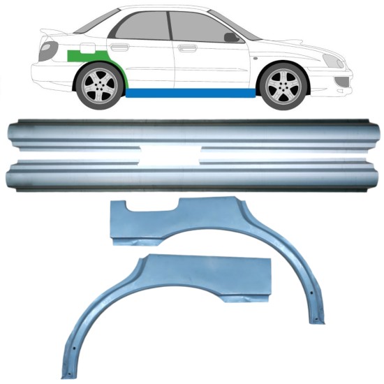 Kynnyspelti + takalokasuojan korjaussarja varten Subaru Impreza GD GG 2000-2007 / Vasen+Oikea / Sarja 10666