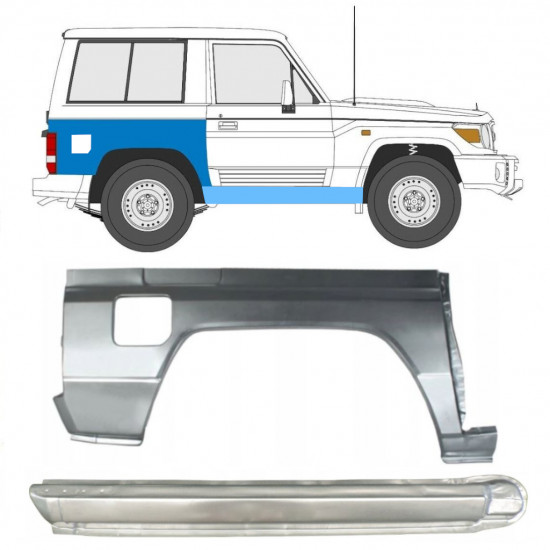 Kynnyspelti + takalokasuojan korjaussarja varten Toyota Land Cruiser 1984-1993 / Oikea / Sarja 11478