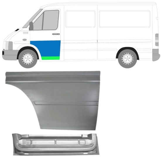 Sisäinen ja ulkoinen etuoven korjauspaneeli varten Volkswagen LT 1996-2005 / Vasen 16570