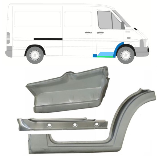 Sisäkynnyksen, lokasuojan ja etuportaan korjauspaneeli varten Volkswagen LT 1996-2005 / Oikea 16573