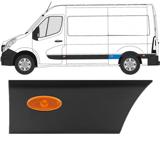 Takalokasuojan koristelista lampulla varten Renault Master 2010- / L2 / Vasen /  10933