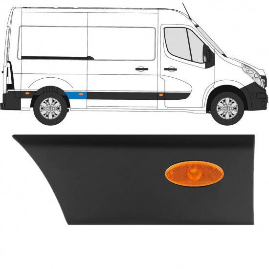 Takalokasuojan koristelista lampulla varten Renault Master 2010- / L2 / Oikea /  10932