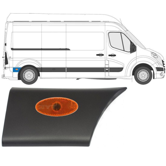 Takalokasuojan koristelista lampulla varten Renault Master 2010- / Oikea / Sarja 10551