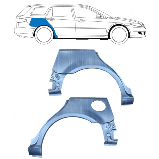 Takalokasuoja korjaussarja varten Mazda 6 2002-2008 / Vasen+Oikea / COMBI / Sarja 9164