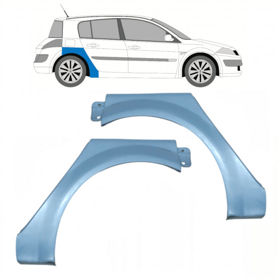 Takalokasuoja korjaussarja varten Renault Megane 2002-2008 / Vasen+Oikea / Sarja 10205