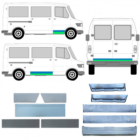Sisäinen ja ulkoinen oven korjauspaneeli varten Mercedes Benz T1 1977-1995 / Sarja 12635