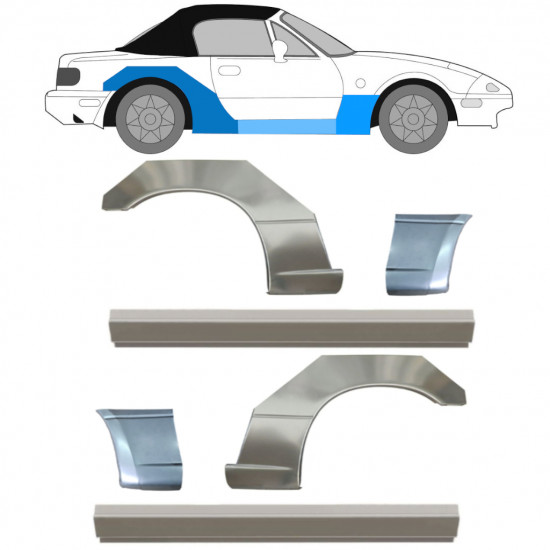 Kynnyksen, etulokasuojan ja takalokasuojan korjausosa varten Mazda MX-5 1989-1998 / Sarja 12582