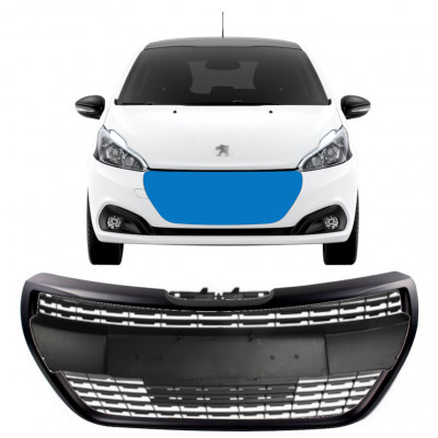 Musta säleikkö varten Peugeot 208 2015-2019 ALLURE 7537