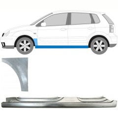 Täysi kynnys ja etulokasuojan korjauspaneeli varten Volkswagen Polo 2001-2009 / Vasen / Sarja 8730