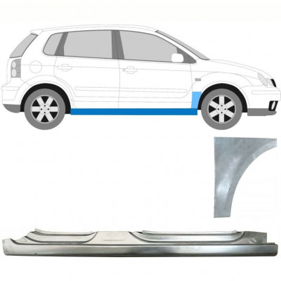 Täysi kynnys ja etulokasuojan korjauspaneeli varten VW Polo 2001-2009 / Oikea / Sarja 8729