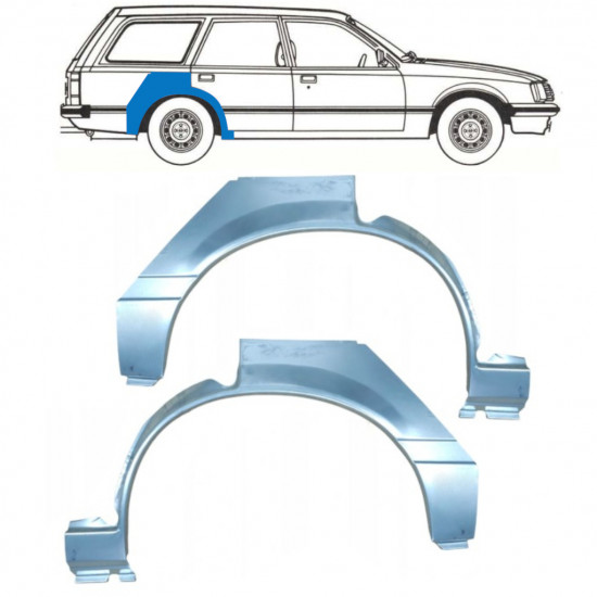 Takalokasuoja korjaussarja varten Opel Rekord E 1977-1986 / Vasen+Oikea / COMBI / Sarja 10788