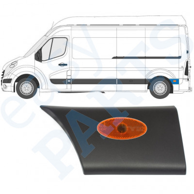 Takalokasuojan koristelista lampulla varten Renault Master 2010- / Vasen /  10550