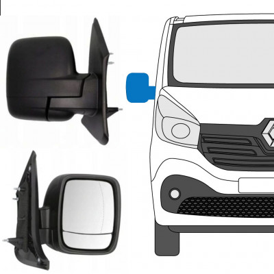 Manuaalisesti säädettävä sivupeili varten Renault Trafic 2014- / Oikea 8227