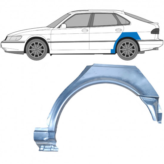 Takalokasuoja korjaussarja varten Saab 900 1994-1998 / Vasen 6984