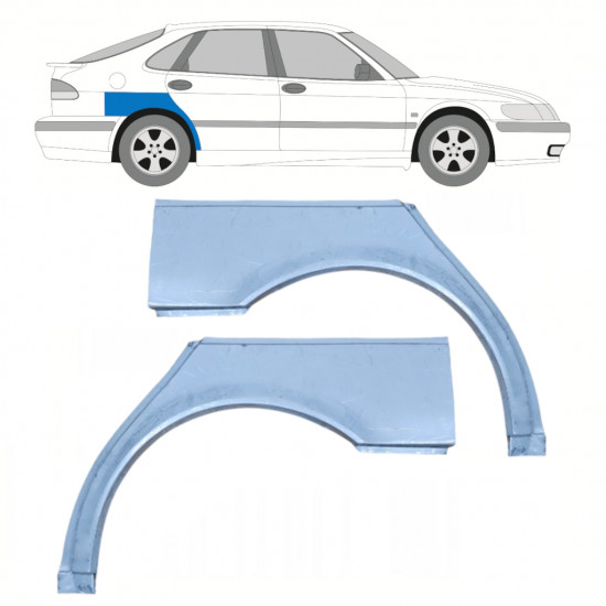 Takalokasuoja korjaussarja varten Saab 9-3 1998-2003 / Vasen+Oikea / Sarja 10688