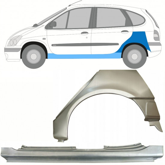 Kynnyspelti + takalokasuojan korjaussarja varten Renault Scenic 1995-2003 / Vasen / Sarja 10100