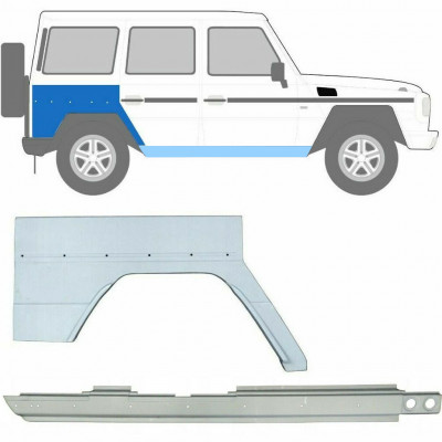 Kynnyspelti + takalokasuojan korjaussarja varten Mercedes G-Class 1979- / Oikea / Sarja 10005