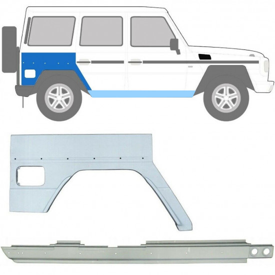 Kynnyspelti + takalokasuojan korjaussarja varten Mercedes G-Class 1992- / Oikea / Sarja 10009