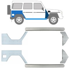 Kynnyksen, etulokasuojan ja takalokasuojan korjausosa varten Mercedes G-Class W460 W461 W463 1979-2017 / Vasen+Oikea / Sarja 9711