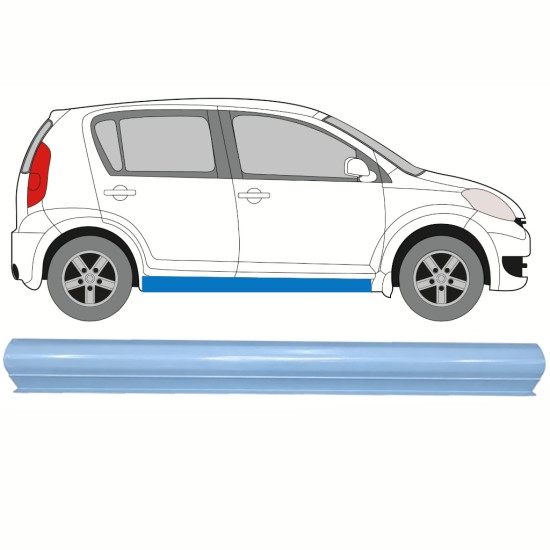 Kynnyspelti korjauspaneeli alempi osa varten Daihatsu Sirion 2005-2010 / Vasen = Oikea (symmetrinen) 17266