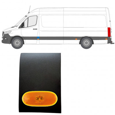 Etupilarin koristelista lampulla varten Mercedes Sprinter 2018- / Vasen / Sarja 12963