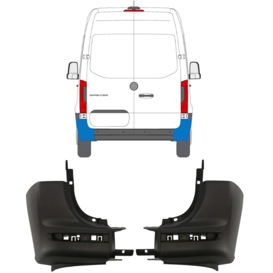 Takapuskurin kulma varten Mercedes Sprinter 2018- / Vasen+Oikea / Sarja 14945 Takapuskurin kulma varten Mercedes Sprinter 2018- / Vasen+Oikea / Sarja 14945
