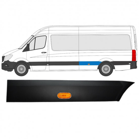 Takalokasuojan koristelista lampulla varten Mercedes Sprinter 2006- / LWB / Vasen / Sarja 9057