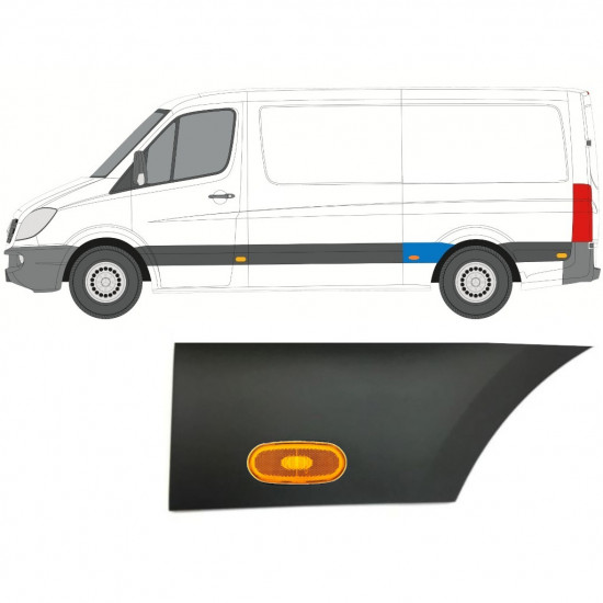 Takalokasuojan koristelista lampulla varten Mercedes Sprinter 2006- / Vasen / Sarja 10018