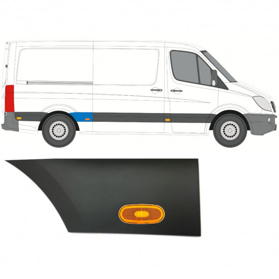 Takalokasuojan koristelista lampulla varten Mercedes Sprinter 2006- / Oikea / Sarja 10017