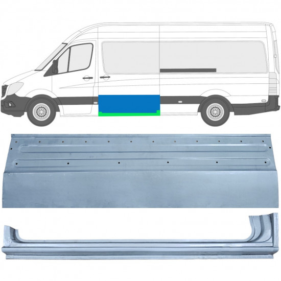 Sivuoven ja kynnyksen korjauspaneeli varten Mercedes Sprinter 2006- / Vasen / Sarja 11960