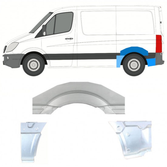 Takalokasuoja korjaussarja varten Mercedes Sprinter 2006- / SWB / Vasen / Sarja 11313