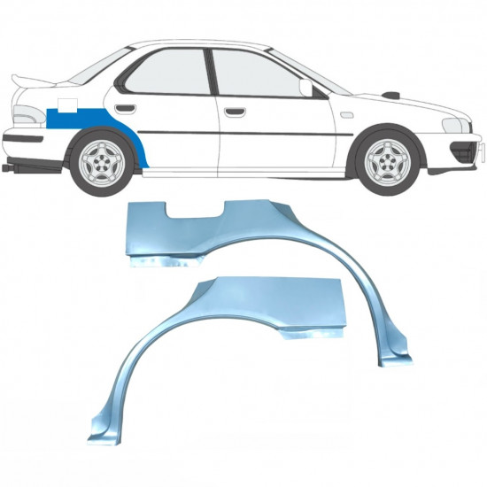 Takalokasuoja korjaussarja varten Subaru Impreza 1992-2000 / Vasen+Oikea / Sarja 9199