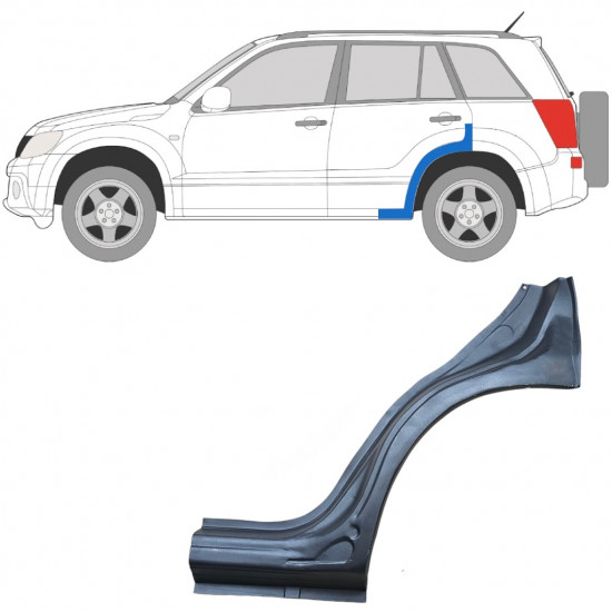 Takalokasuoja korjaussarja varten Suzuki Grand Vitara 2005-2012 / Vasen 7021