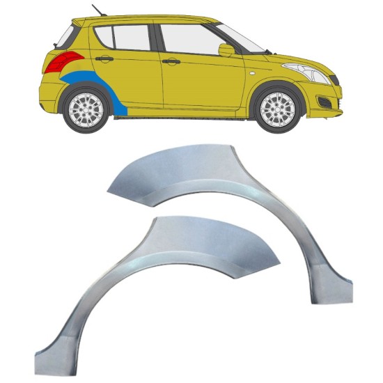 Takalokasuoja korjaussarja varten Suzuki Swift 2010-2017 / Vasen+Oikea / Sarja 16366